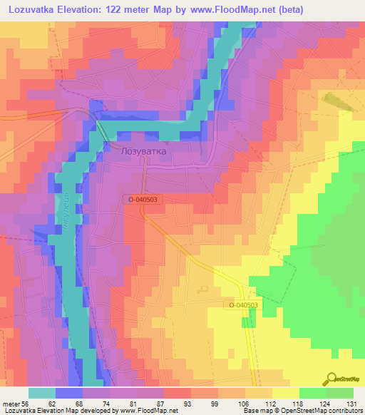 Lozuvatka,Ukraine Elevation Map