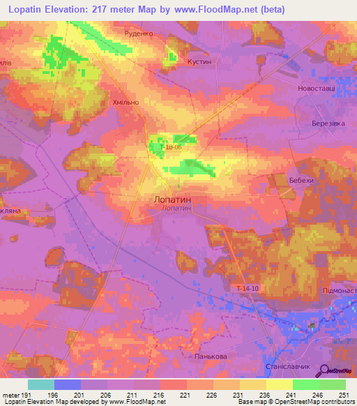Lopatin,Ukraine Elevation Map