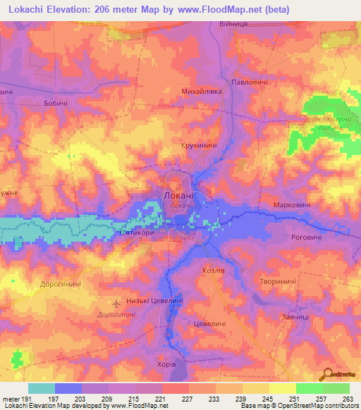 Lokachi,Ukraine Elevation Map