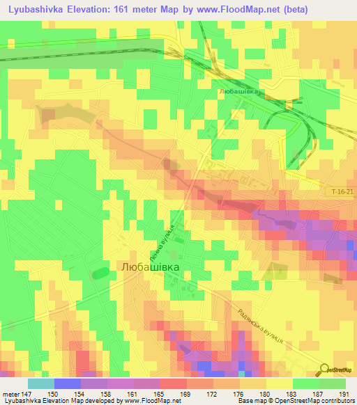 Lyubashivka,Ukraine Elevation Map