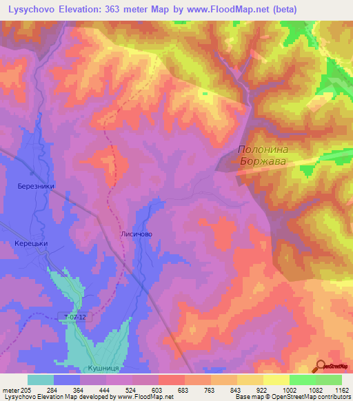 Lysychovo,Ukraine Elevation Map