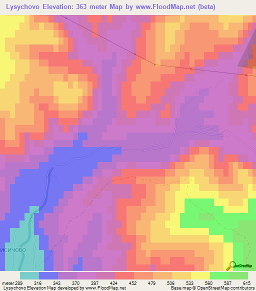 Lysychovo,Ukraine Elevation Map