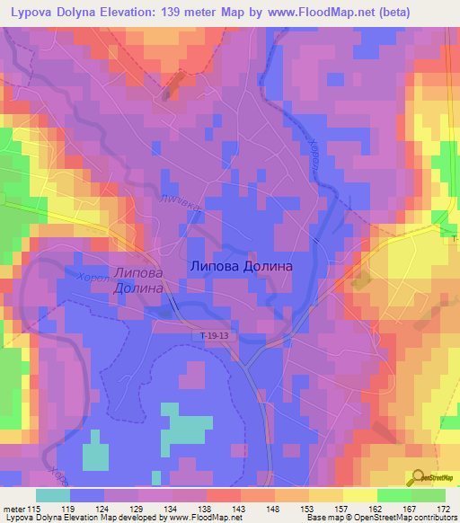 Lypova Dolyna,Ukraine Elevation Map
