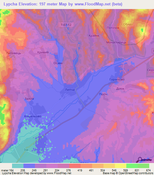 Lypcha,Ukraine Elevation Map