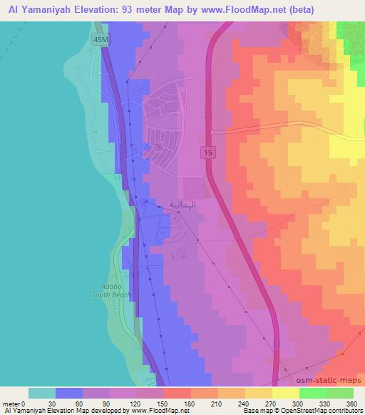 Al Yamaniyah,Jordan Elevation Map