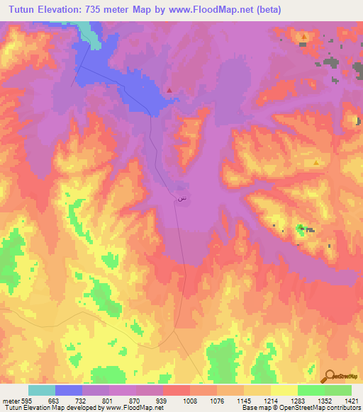 Tutun,Jordan Elevation Map
