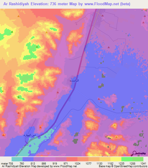 Ar Rashidiyah,Jordan Elevation Map