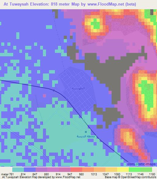 At Tuwaysah,Jordan Elevation Map
