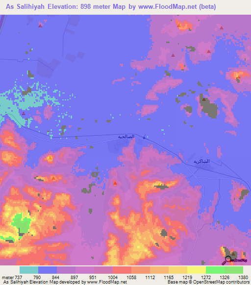 As Salihiyah,Jordan Elevation Map
