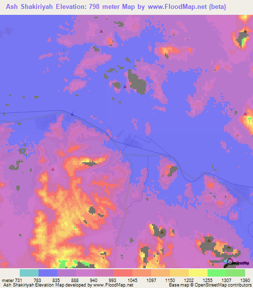 Ash Shakiriyah,Jordan Elevation Map