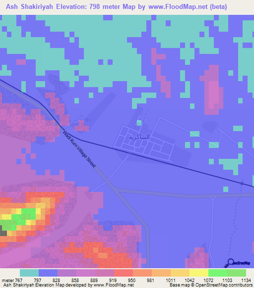 Ash Shakiriyah,Jordan Elevation Map