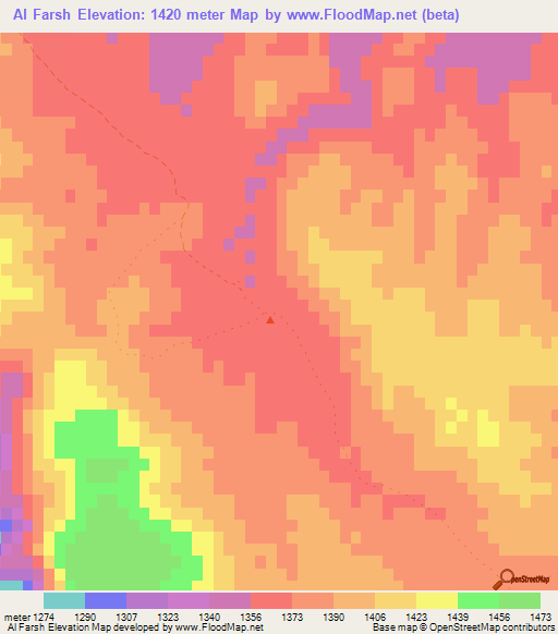 Al Farsh,Jordan Elevation Map