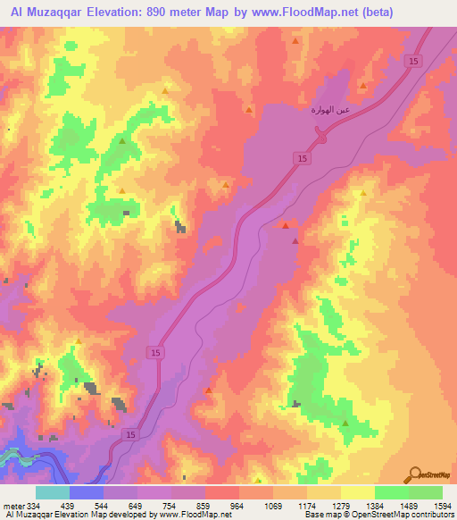 Al Muzaqqar,Jordan Elevation Map