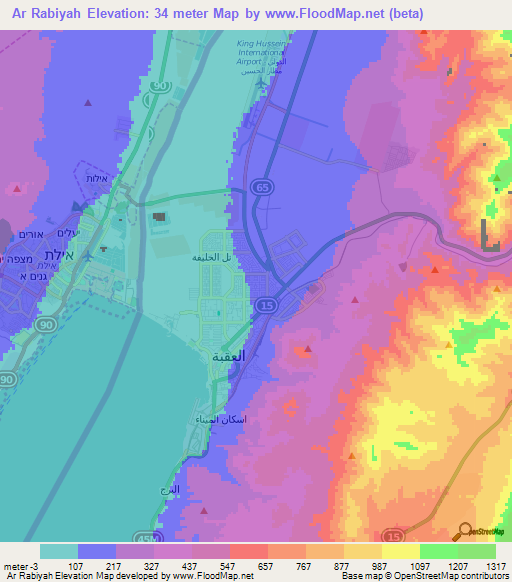 Ar Rabiyah,Jordan Elevation Map