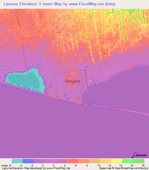 Lazurne,Ukraine Elevation Map