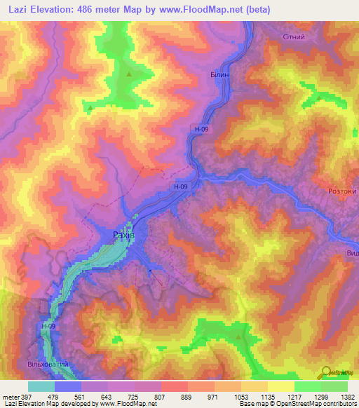 Lazi,Ukraine Elevation Map