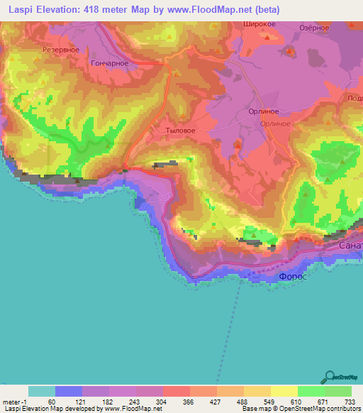 Laspi,Ukraine Elevation Map