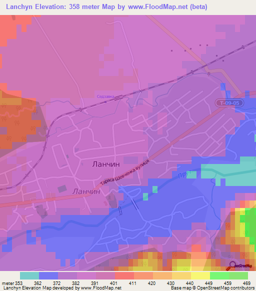 Lanchyn,Ukraine Elevation Map