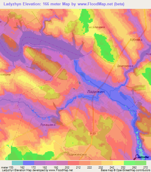 Ladyzhyn,Ukraine Elevation Map