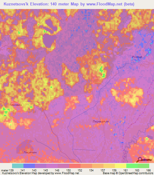 Kuznetsovs'k,Ukraine Elevation Map