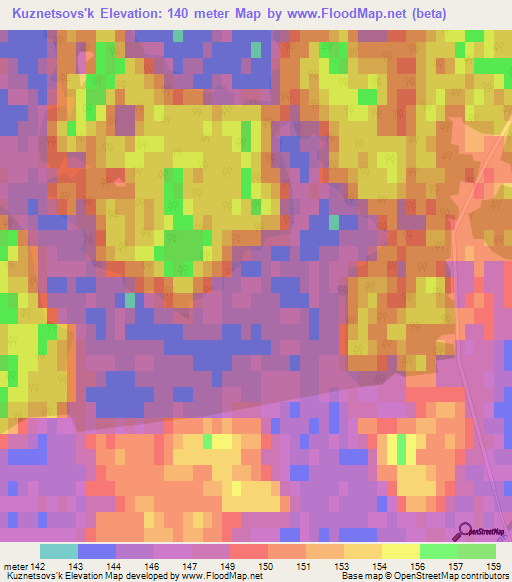 Kuznetsovs'k,Ukraine Elevation Map