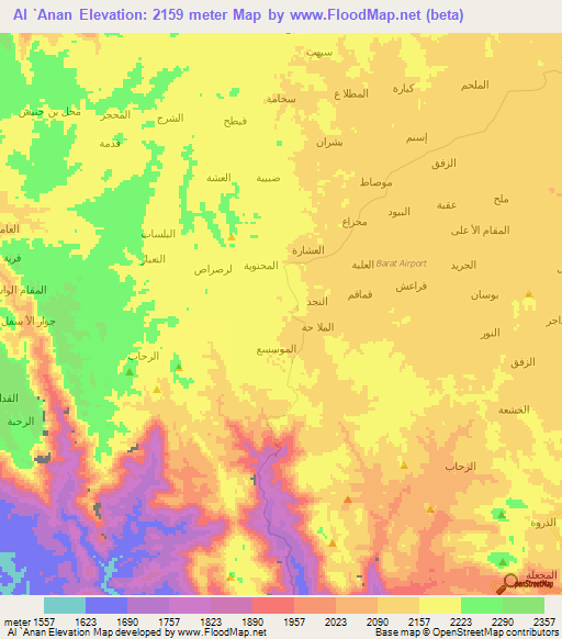 Al `Anan,Yemen Elevation Map