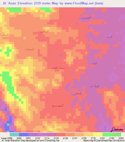 Al `Anan,Yemen Elevation Map