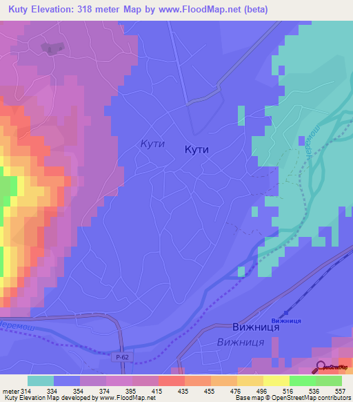 Kuty,Ukraine Elevation Map