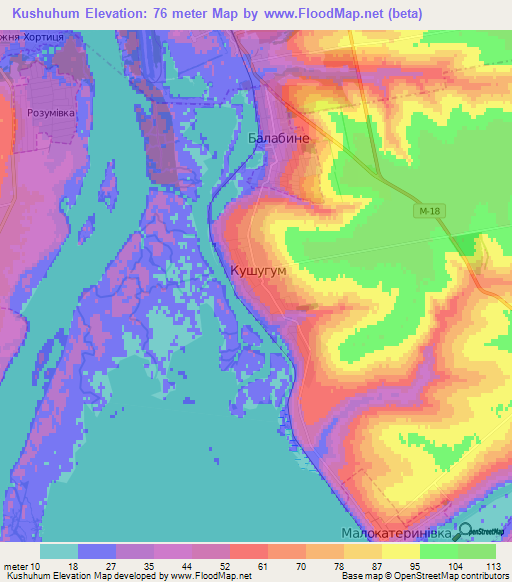 Kushuhum,Ukraine Elevation Map