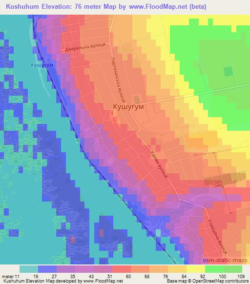 Kushuhum,Ukraine Elevation Map