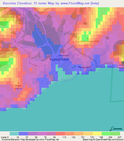 Kurortne,Ukraine Elevation Map