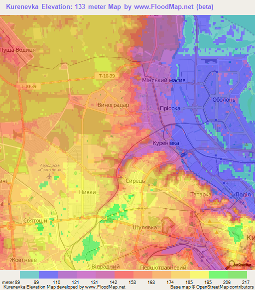 Kurenevka,Ukraine Elevation Map