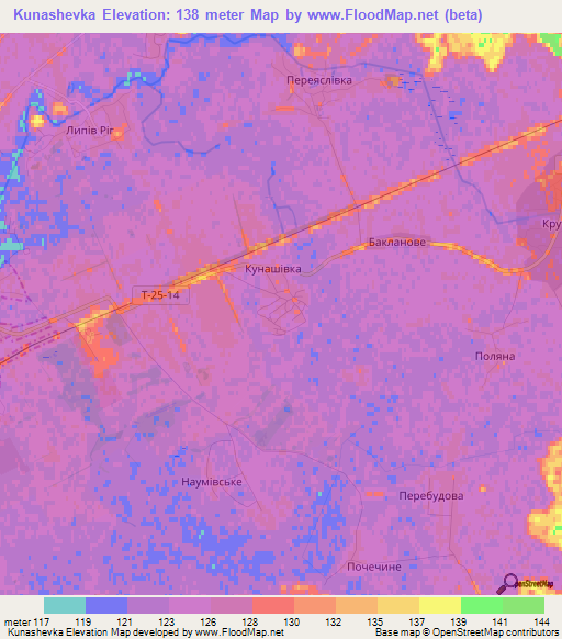 Kunashevka,Ukraine Elevation Map