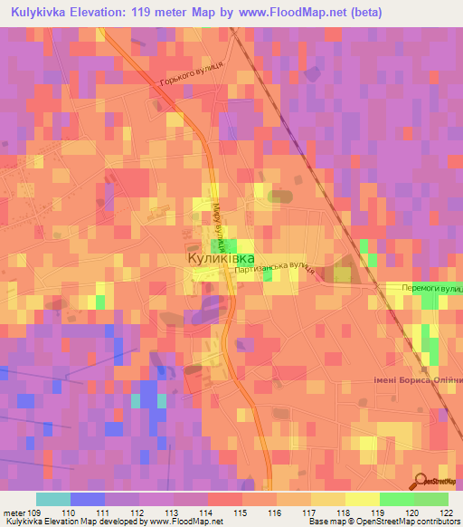 Kulykivka,Ukraine Elevation Map