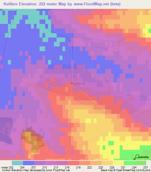 Kulikov,Ukraine Elevation Map