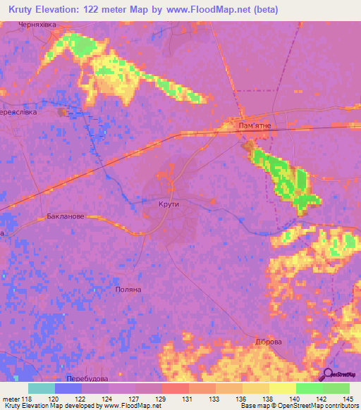 Kruty,Ukraine Elevation Map