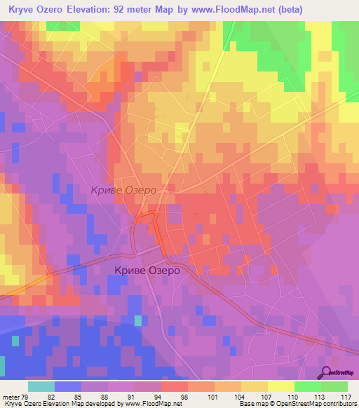 Kryve Ozero,Ukraine Elevation Map