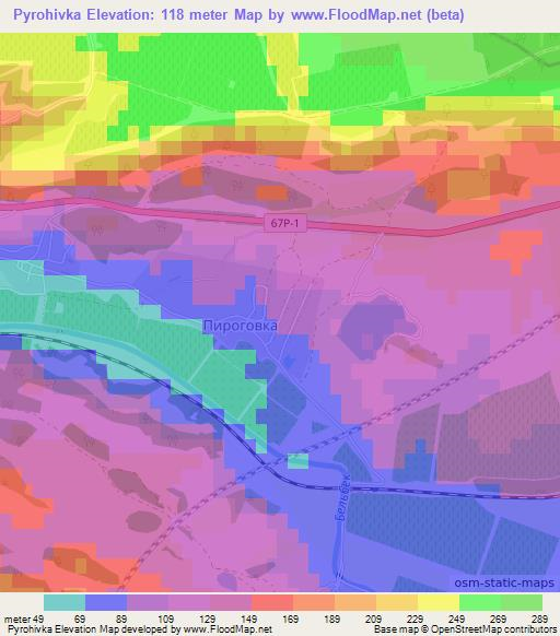 Pyrohivka,Ukraine Elevation Map