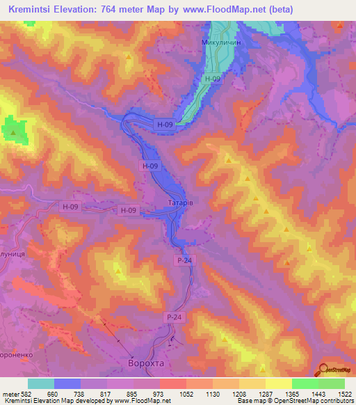 Kremintsi,Ukraine Elevation Map