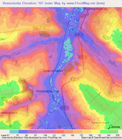 Krasnotorka,Ukraine Elevation Map