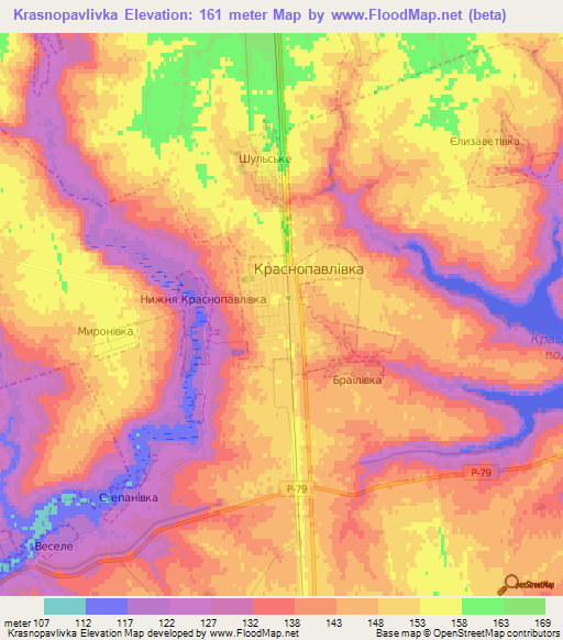 Krasnopavlivka,Ukraine Elevation Map