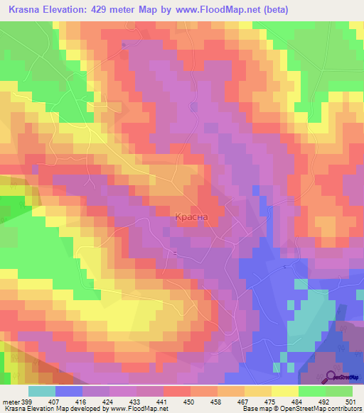 Krasna,Ukraine Elevation Map
