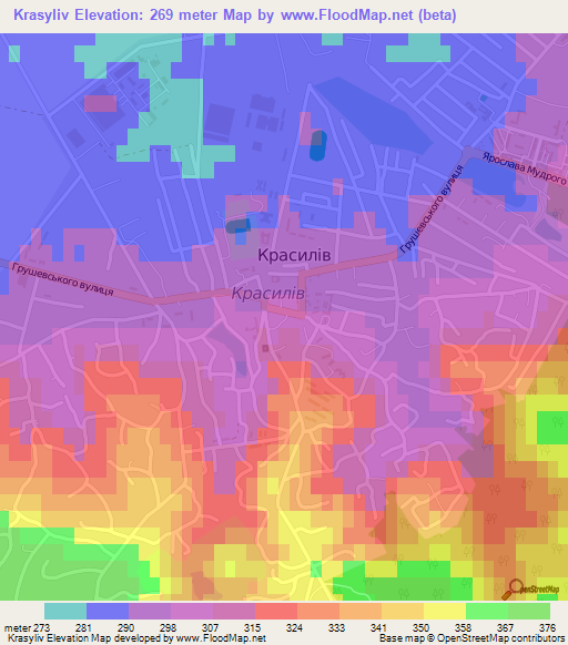 Krasyliv,Ukraine Elevation Map
