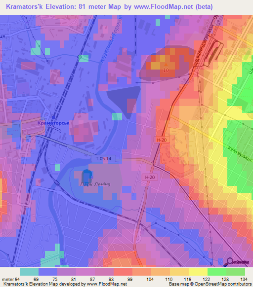 Kramators'k,Ukraine Elevation Map
