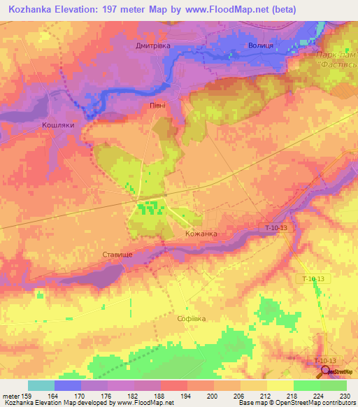 Kozhanka,Ukraine Elevation Map