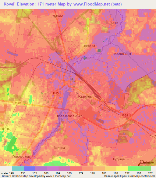 Kovel',Ukraine Elevation Map