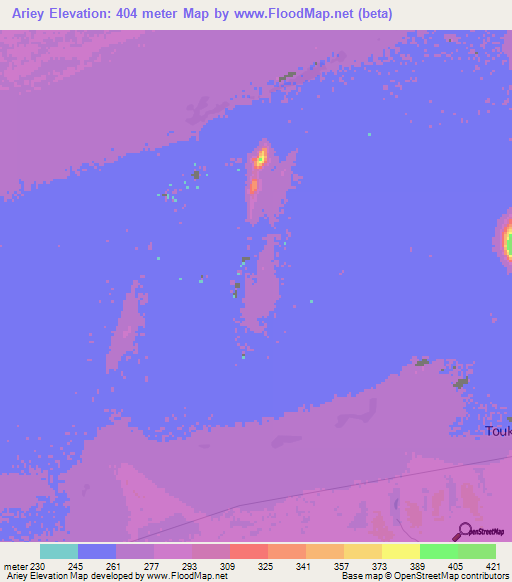 Ariey,Mali Elevation Map
