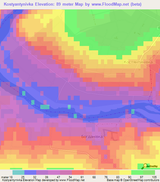 Kostyantynivka,Ukraine Elevation Map