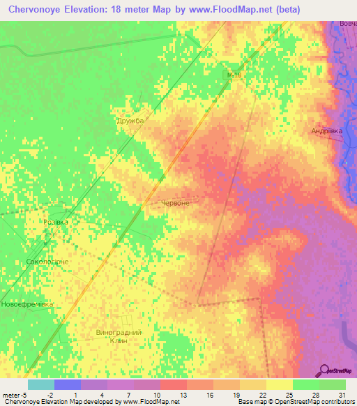 Chervonoye,Ukraine Elevation Map