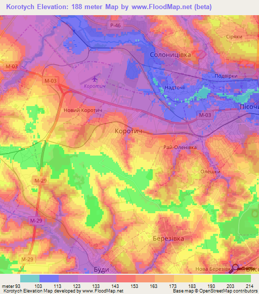 Korotych,Ukraine Elevation Map